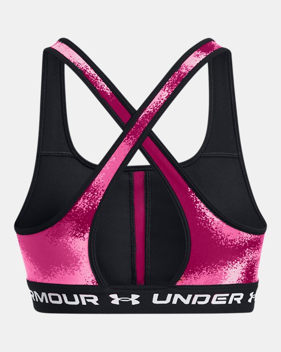 Damen Armour® Mid Crossback Sport-BH mit Aufdruck, Pink, pdpMainDesktop image number 4